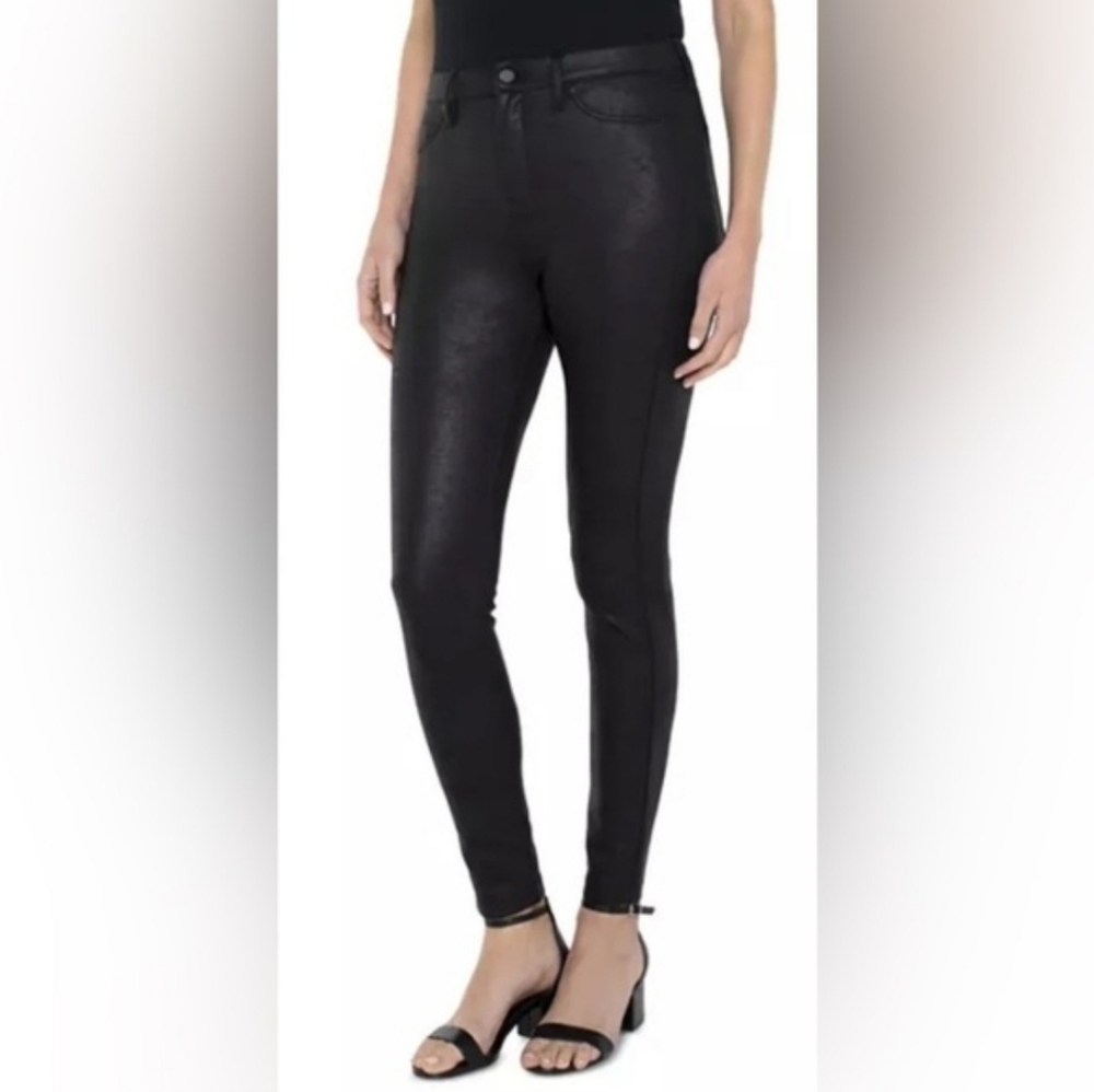 Liverpool Jacqueline Black Faux Leather Snake Skin Pants Size 10/30